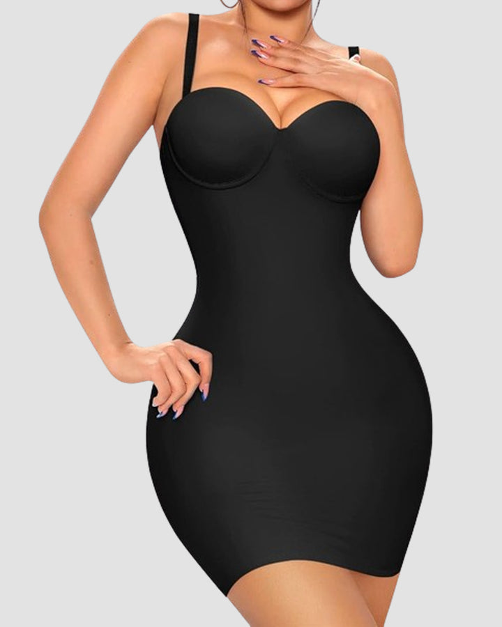Glatter Trägerloses Bauchweg Bodycon Shapewear Kleider Mit Eingebautem BH