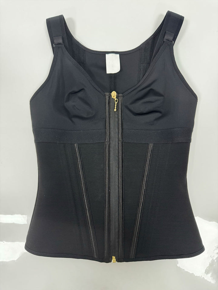 Shapshe® Damen Stäbchen Latex Reißverschluss Korsett Bauchkontrolle Body Shaper Weste Mit BH