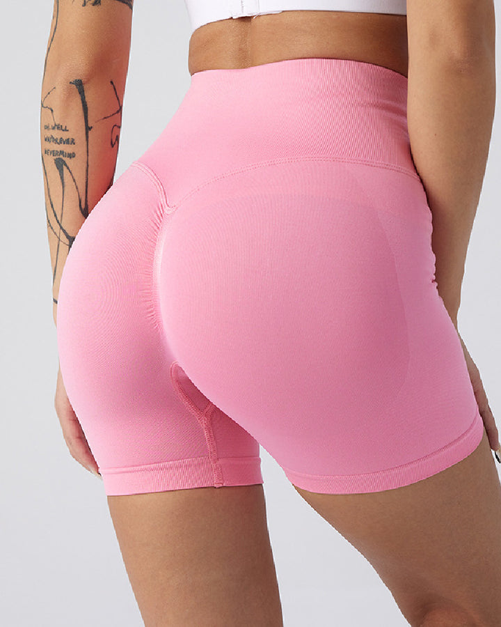 Damen Nahtlose Hoher Taille Yoga Shorts Lifting Po-Lift Fitness Shorts