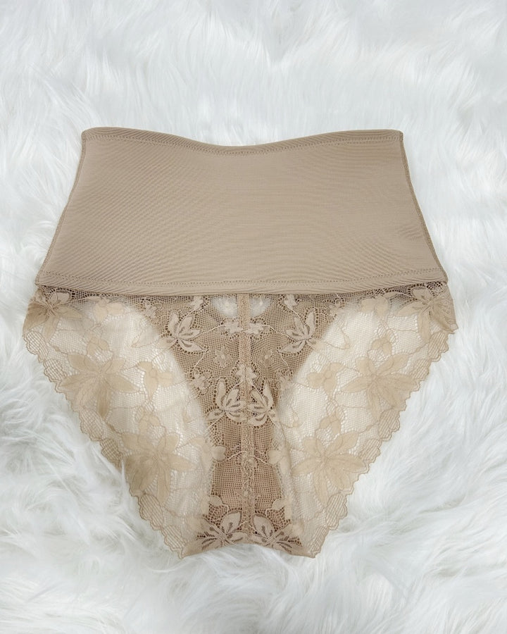 Shapshe® Shapewear mit Öffnung Vorn und Bauchkontroll-Höschen mit Spitzenbesatz