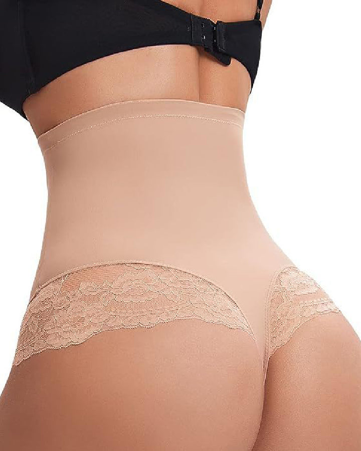 Nahtlose Spitze Bauchkontrolle Shapewear Höschen Hohe Taille Kompressions Tanga Unterwäsche