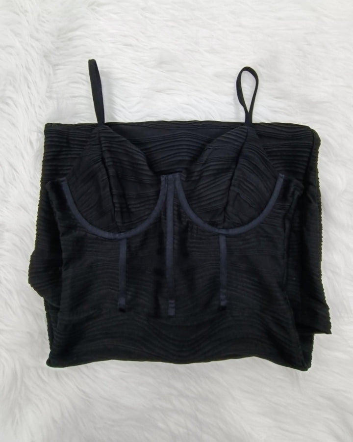 Sexy Figurbetontes Midikleid mit Spaghettiträgern und Korsett für Damen