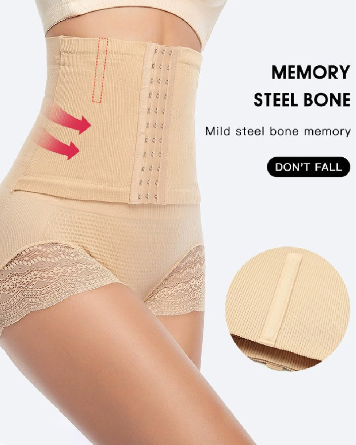 Hoher Taille Festem Bauchweg Shapewear Höschen Kontrolle Gürtel Miederhose