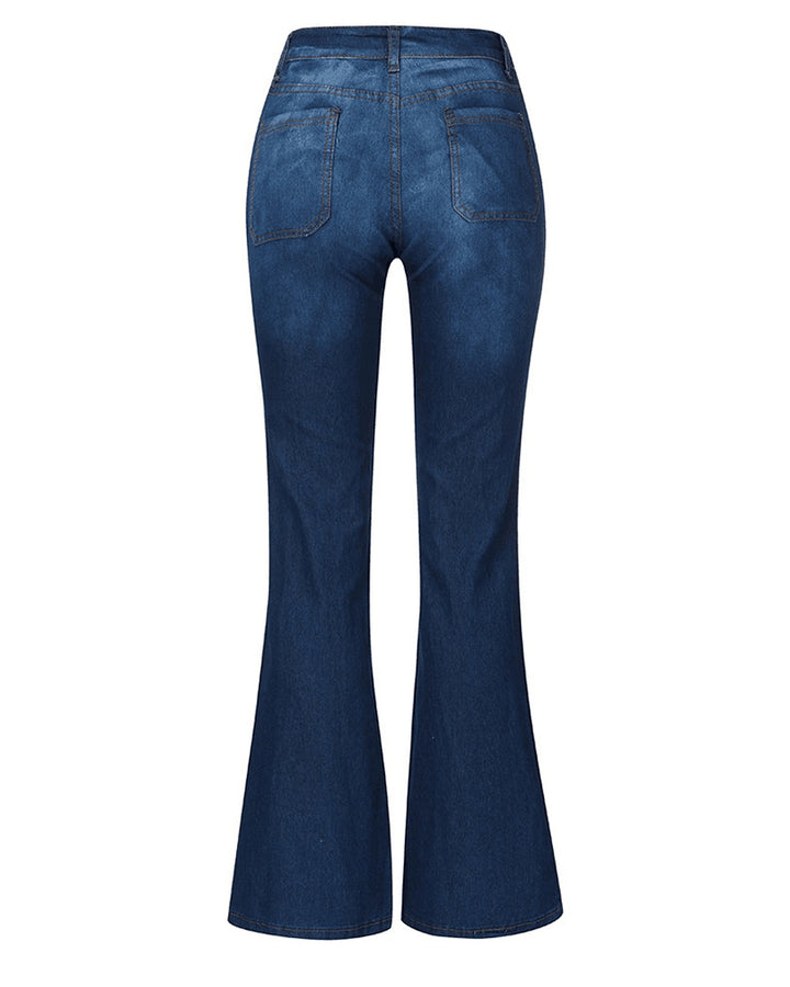 Einreihige Skinny-Jeans mit Mehreren Knöpfen aus Gewaschenem Stretch mit Hohem Bund