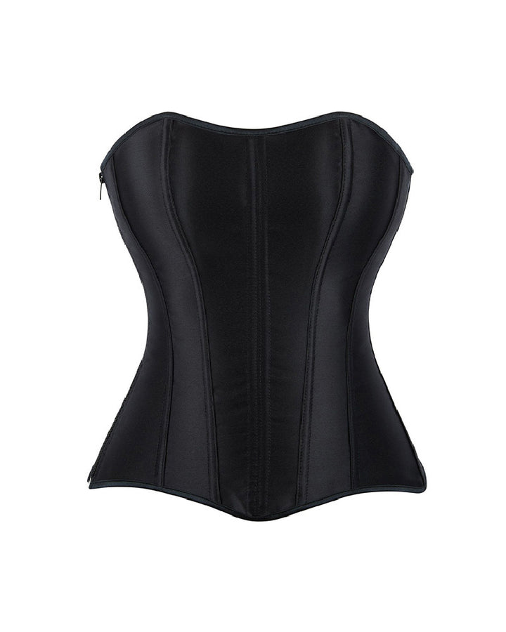 Shapshe® Damen Satin Schnürung Stäbchen Korsett Überbrust Seitlichem Reißverschluss Taillentrainer