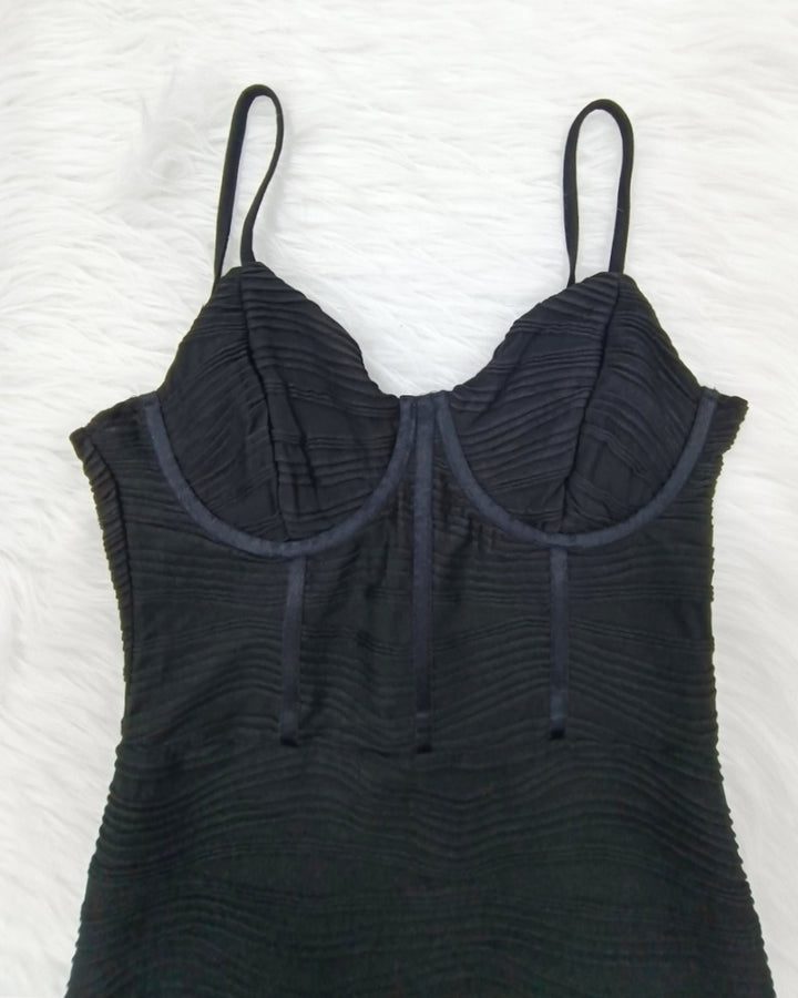 Sexy Figurbetontes Midikleid mit Spaghettiträgern und Korsett für Damen