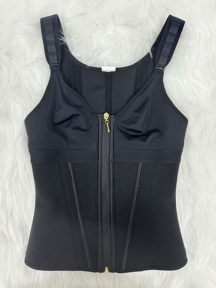 Shapshe® Damen Stäbchen Latex Reißverschluss Korsett Bauchkontrolle Body Shaper Weste Mit BH