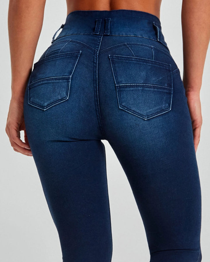 Skinny-Stretch-Shaping-Po-Lift-Jeans mit Hoher Taille