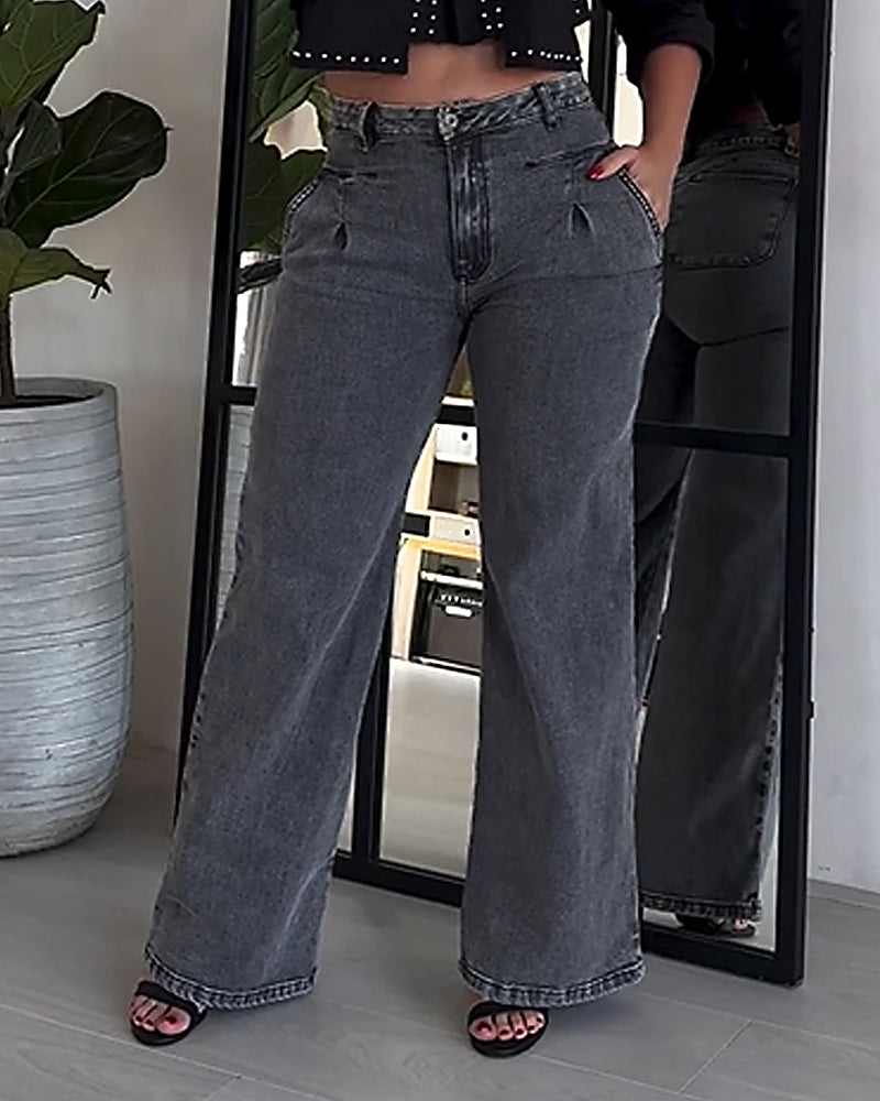 Shapshe® Baggy-Jeans mit Hoher Taille und Weitem Bein für Damen