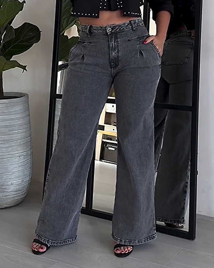 Shapshe® Baggy-Jeans mit Hoher Taille und Weitem Bein für Damen