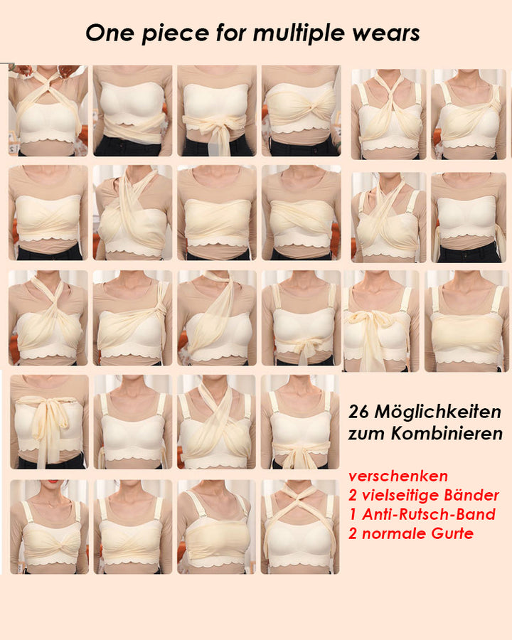 Nahtloser Bügelloser Rutschfester Wellenrand Tube-Top BH Mit Zwei Vielseitigen Seidentuch