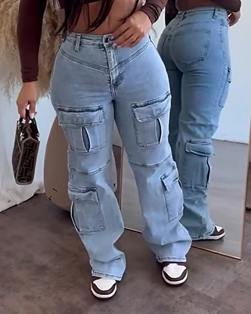 Shapshe® Multi Pocket Cargo Jeans im Work-Style für Damen