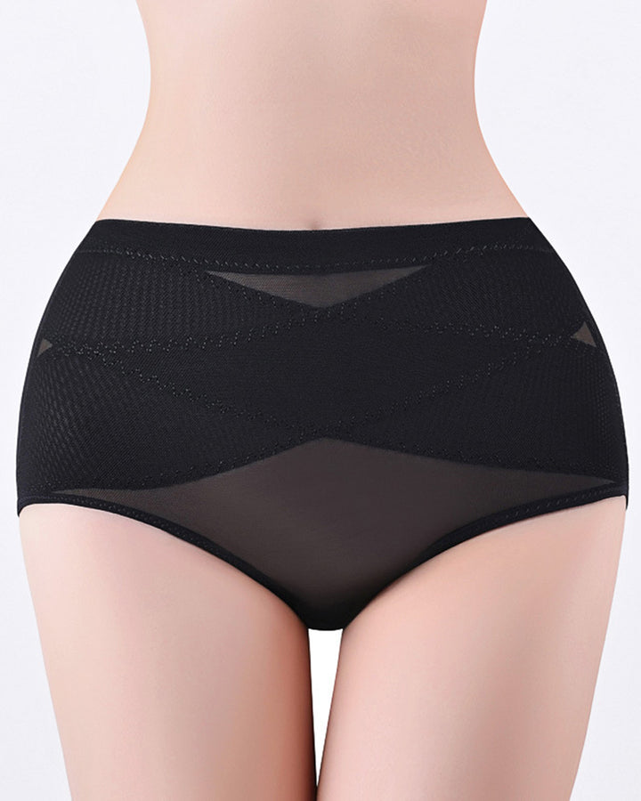 Mittelhohe Kreuz Kompressions Shapewear Unterwäsche Netz Bauchkontrolle Höschen