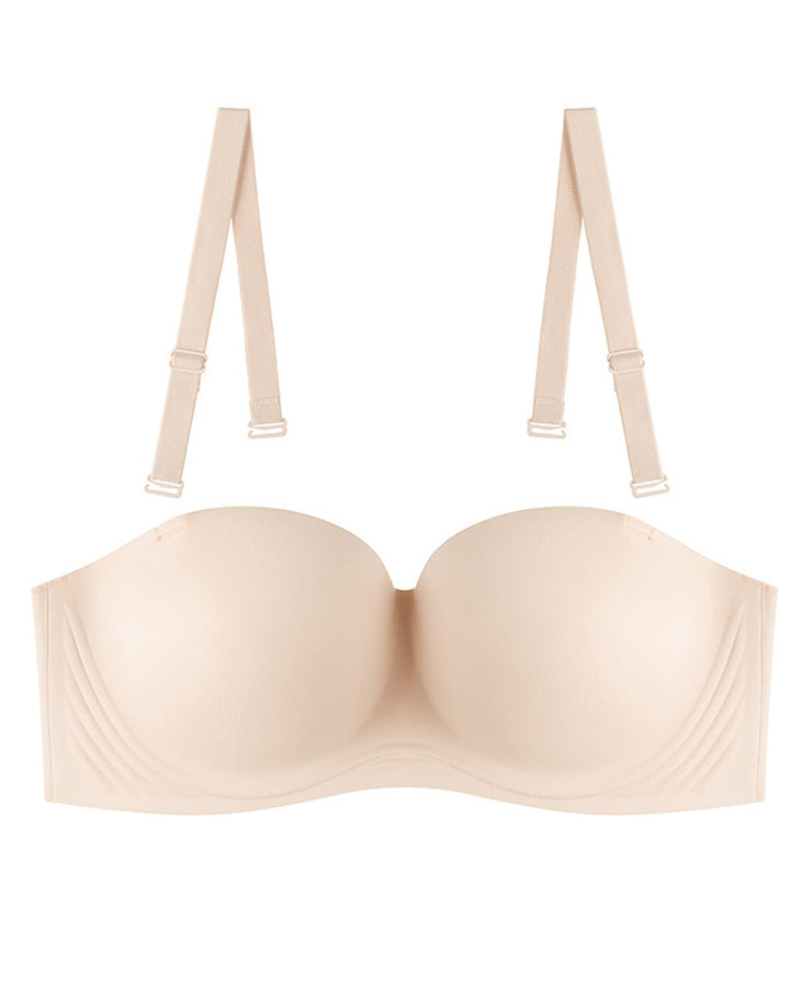 Damen Unsichtbarer Trägerloser Rutschfester Große Größe Nahtloser Push Up BH