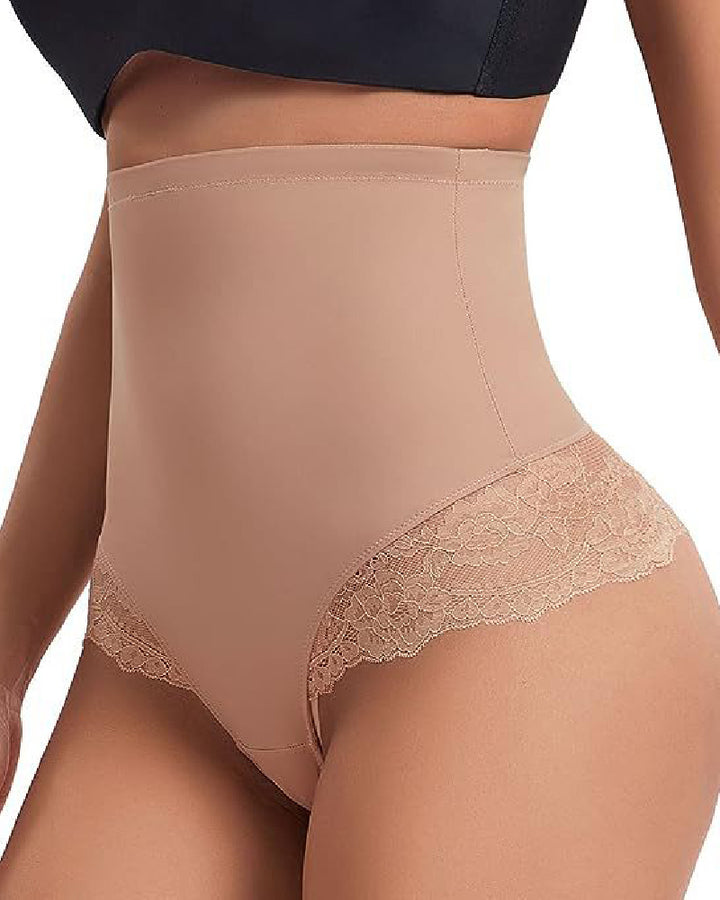 Nahtlose Spitze Bauchkontrolle Shapewear Höschen Hohe Taille Kompressions Tanga Unterwäsche