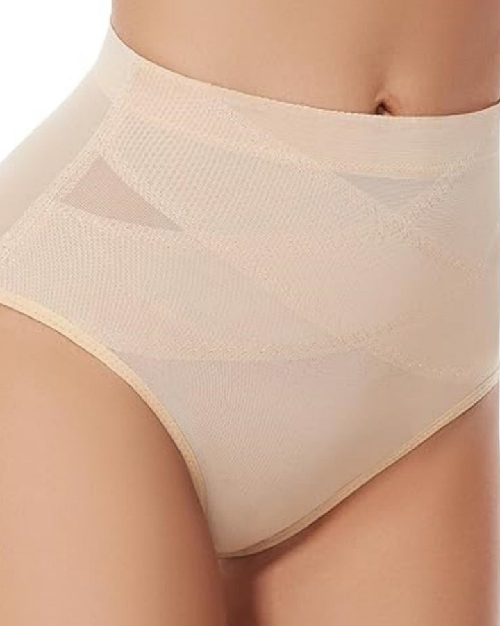 Mittelhohe Kreuz Kompressions Shapewear Unterwäsche Netz Bauchkontrolle Höschen
