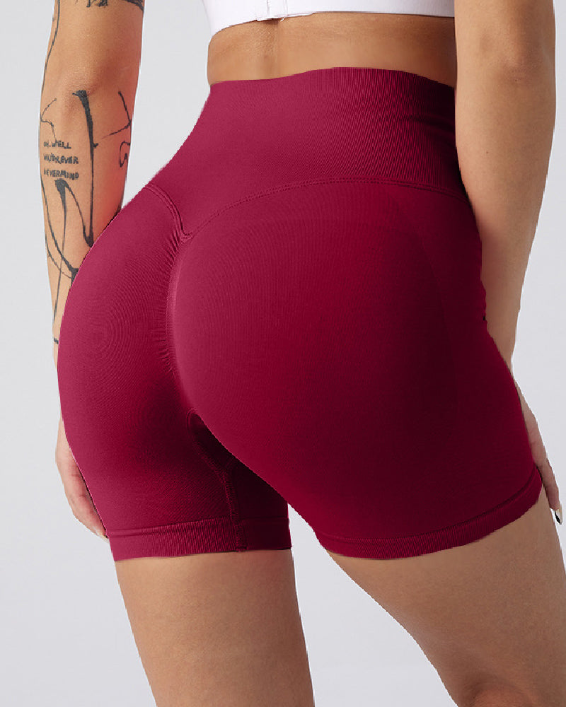 Damen Nahtlose Hoher Taille Yoga Shorts Lifting Po-Lift Fitness Shorts