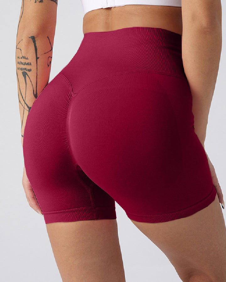 Damen Nahtlose Hoher Taille Yoga Shorts Lifting Po-Lift Fitness Shorts