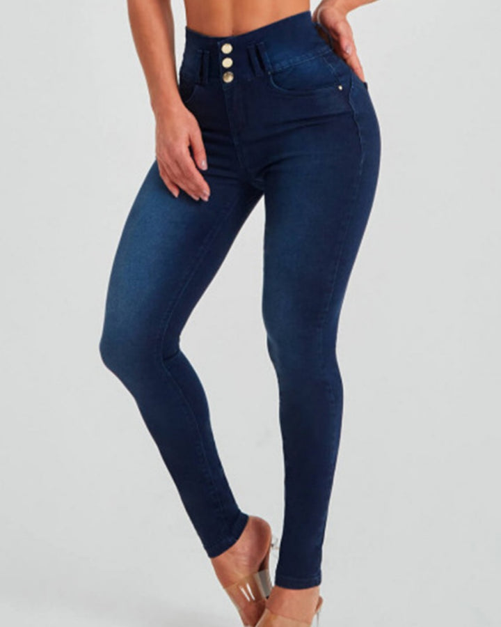 Skinny-Stretch-Shaping-Po-Lift-Jeans mit Hoher Taille