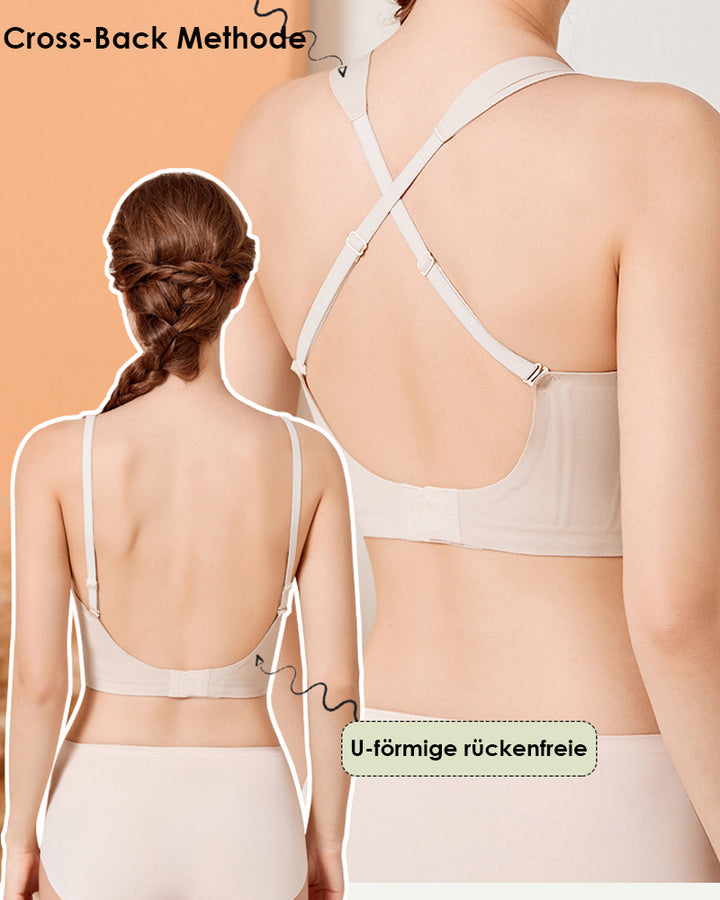 Damen Nahtloser Mehrweg BH Bequemer Rückenfreier V-Ausschnitt Minimizer BH