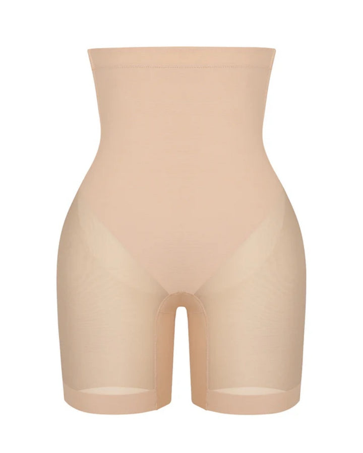 Damen Nahtlose Mesh Shapewear Shorts Hoher Taille Oberschenkelformer Unterwäsche