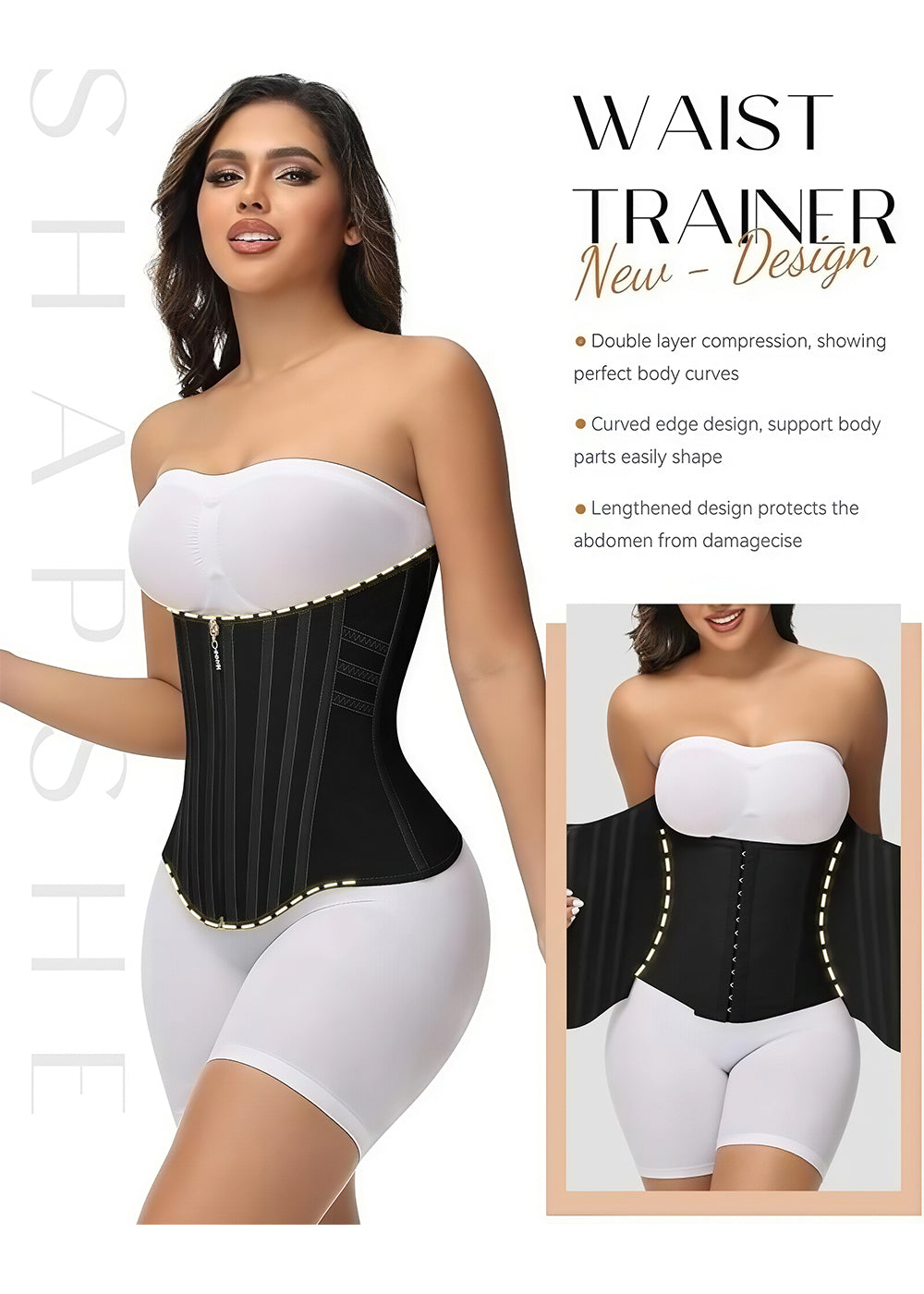 Shapshe® High Compression Curved Boned Waist Trainer