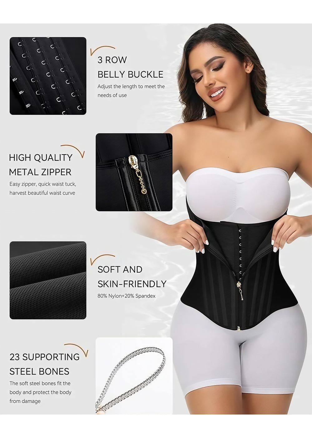 Shapshe® High Compression Curved Boned Waist Trainer