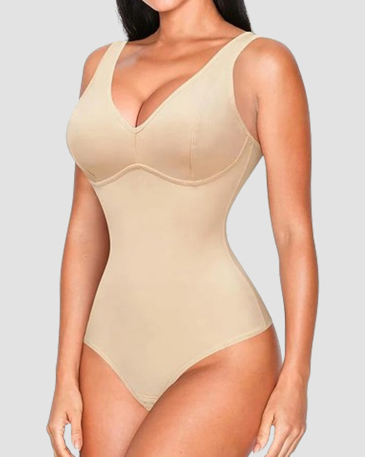 Bauchweg Schlank Body Shaper Tiefem V-Ausschnitt Thong Bodysuits