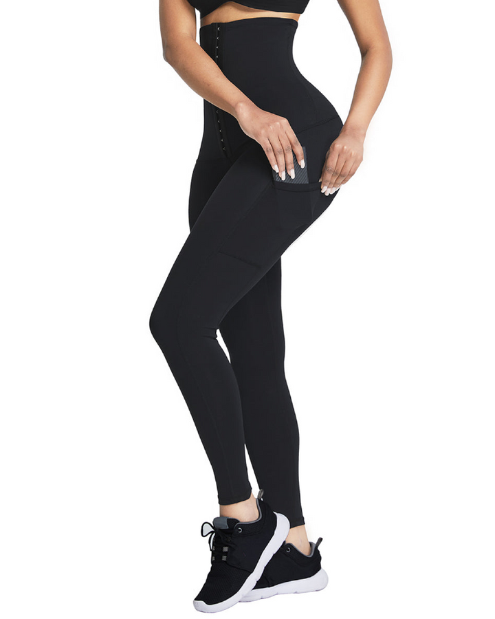 Damen Kompressions Leggings mit hoher Taille und Taschen