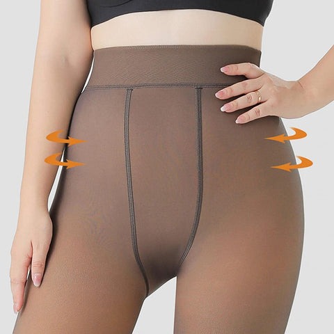 Thermounterwäsche Mit Fleece gefütterte durchsichtige dehnbare schmale Leggings mit hoher Taille