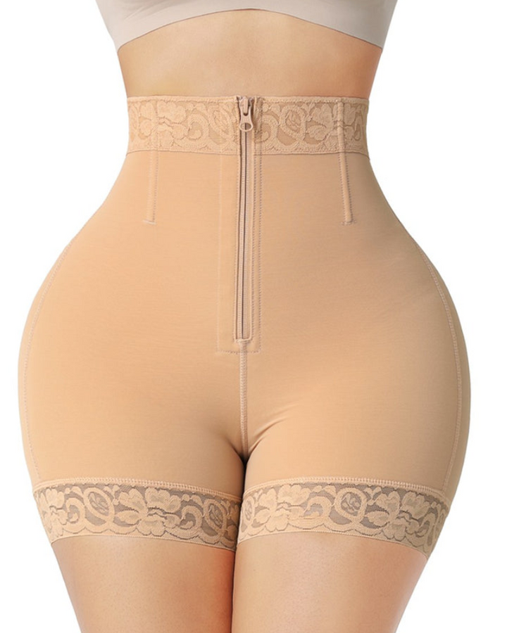 Shapshe® Hoch taillierte Po Lifter Körperformer Shorts mit Reißverschluss und nahtlosem Hüftverstärker