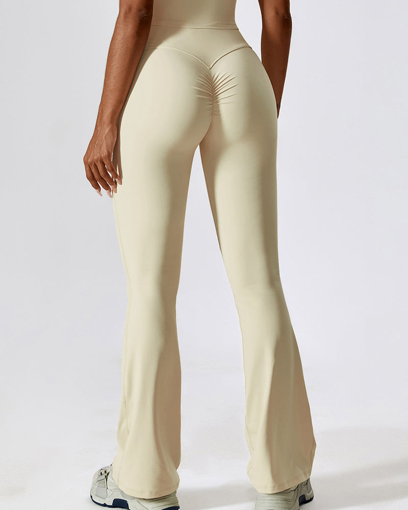 Nahtlose Po-Lifting Yogahose mit Hoher Taille und Ausgestelltem Bein