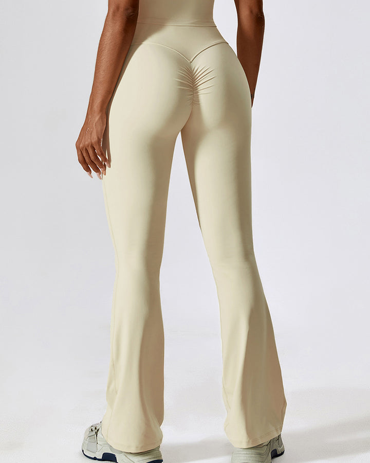 Nahtlose Po-Lifting Yogahose mit Hoher Taille und Ausgestelltem Bein