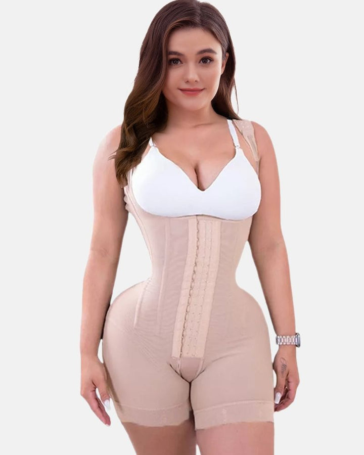 Shapshe® Feste Kompressions-Bauchkontroll-Shapewear, verstellbarer Body mit Haken- und Ösenverschluss