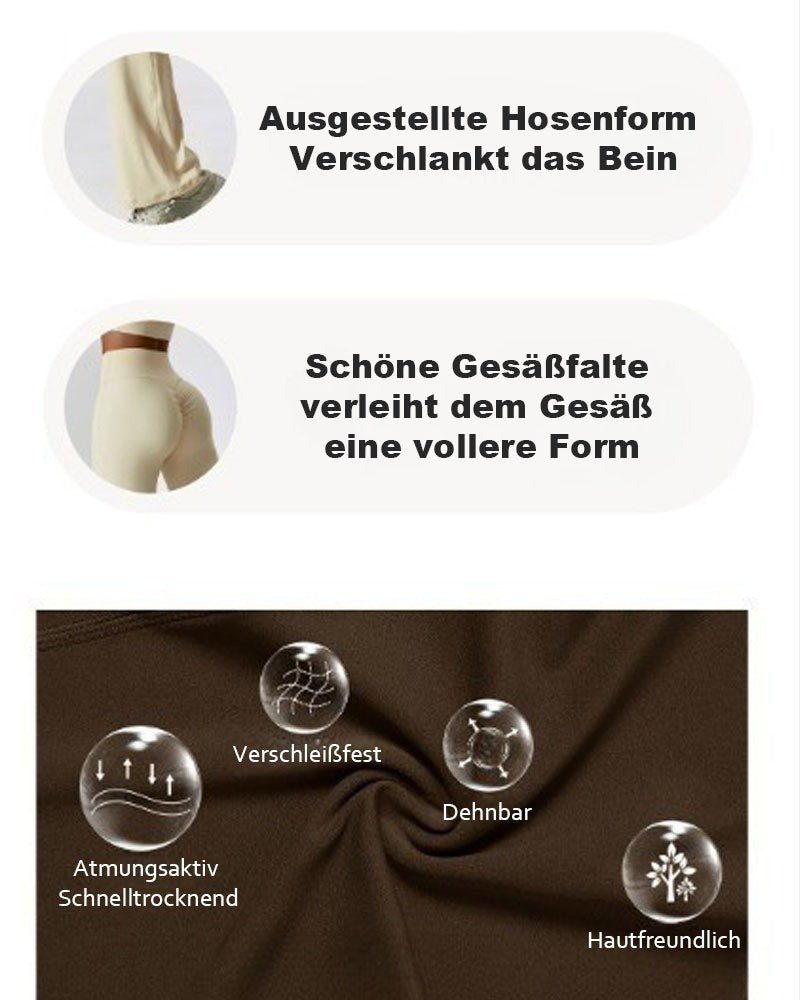 Nahtlose Po-Lifting Yogahose mit Hoher Taille und Ausgestelltem Bein