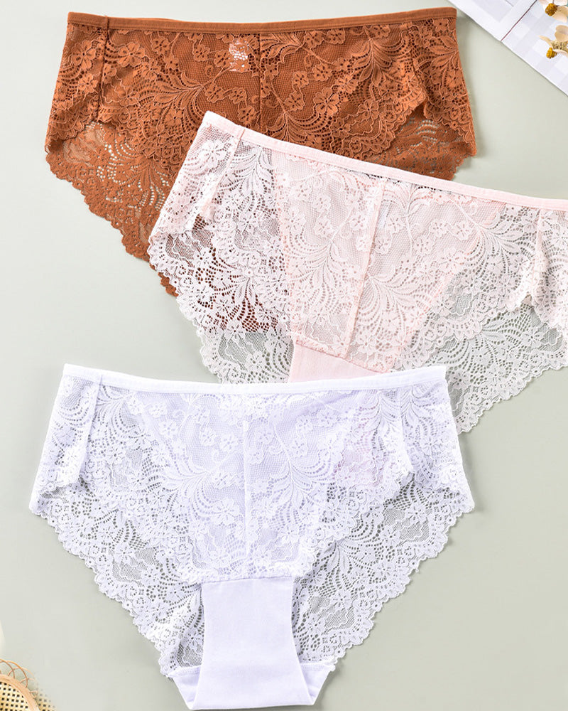 Sexy Übergröße Spitzen Slips Bequeme und Atmungsaktive High Stretch Unterwäsche