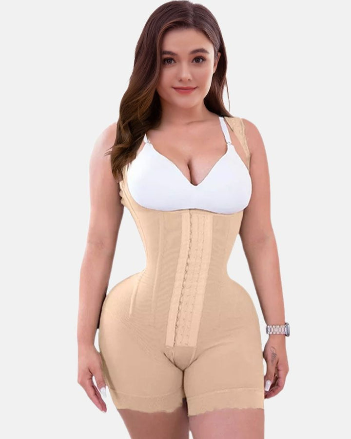 Shapshe® Feste Kompressions-Bauchkontroll-Shapewear, verstellbarer Body mit Haken- und Ösenverschluss