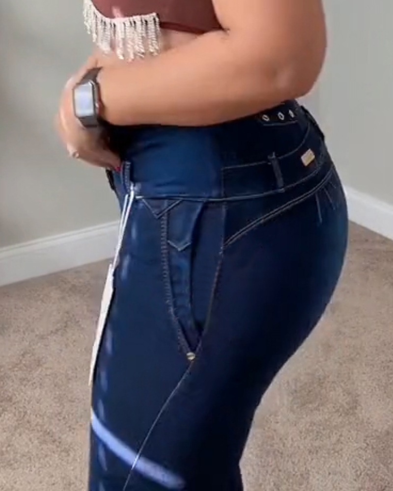 Shapshe® Innenreihige Shaper Jeans mit hohem Bund und Hüftlift