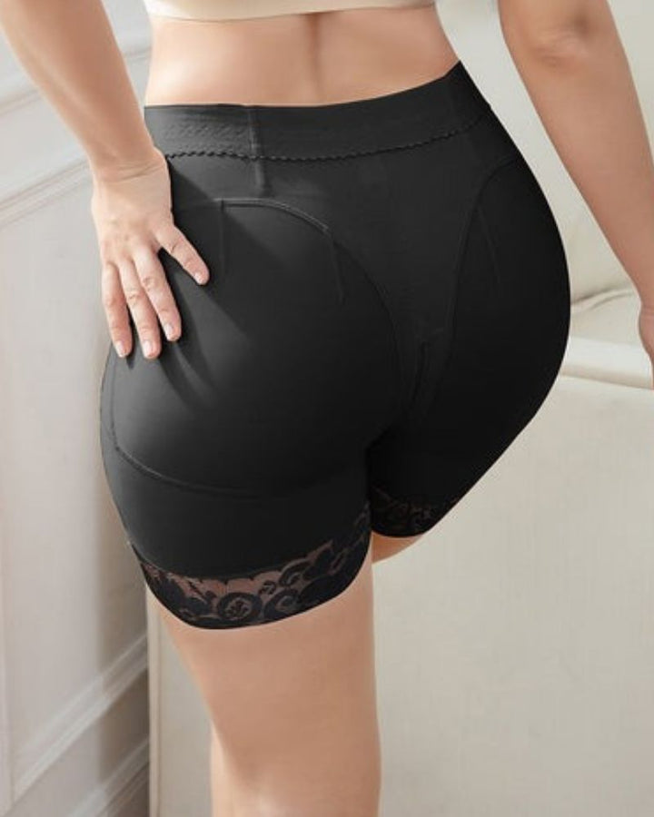 Shapshe® Schwarze Spitzenshorts mit Po-Lifter und hoher Taille