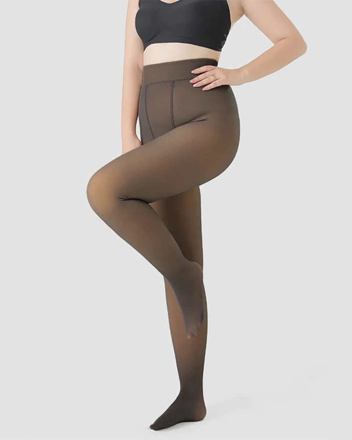 Thermounterwäsche Mit Fleece gefütterte durchsichtige dehnbare schmale Leggings mit hoher Taille