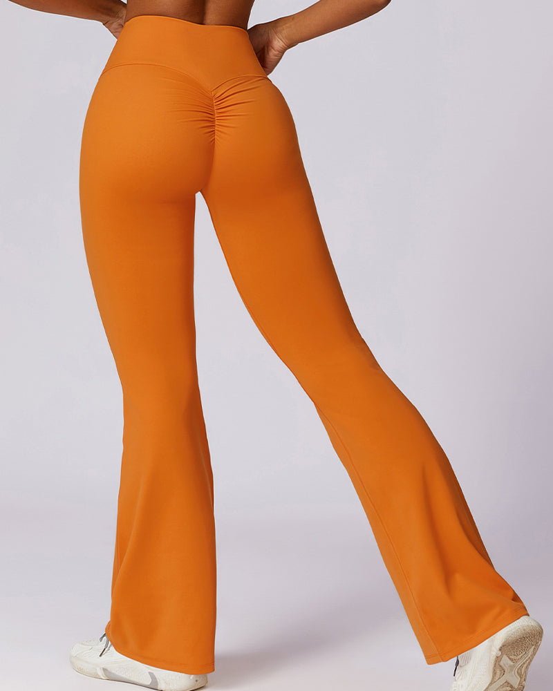 Nahtlose Po-Lifting Yogahose mit Hoher Taille und Ausgestelltem Bein