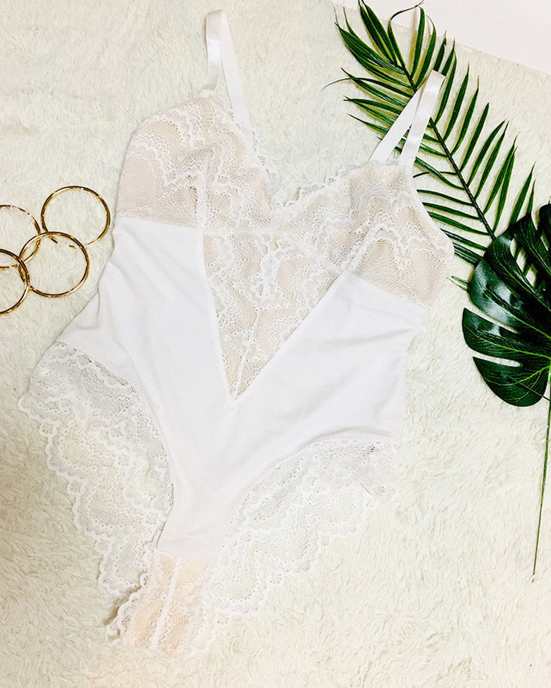 Shapshe® Modellierende Einteilige Spitzen Shapewear Bodys