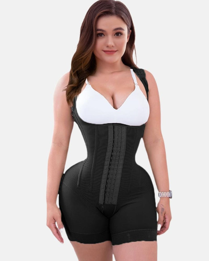 Shapshe® Feste Kompressions-Bauchkontroll-Shapewear, verstellbarer Body mit Haken- und Ösenverschluss