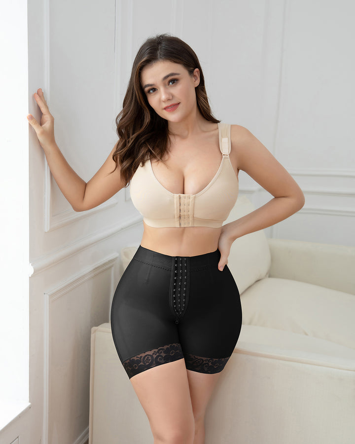 Shapshe® Schwarze Spitzenshorts mit Po-Lifter und hoher Taille