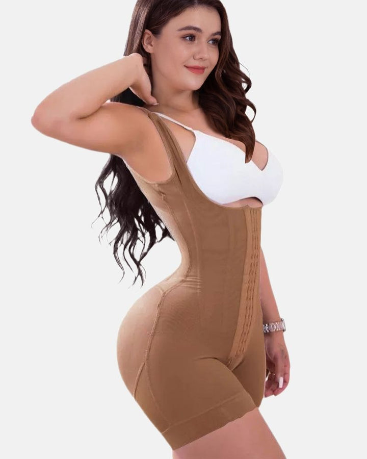 Shapshe® Feste Kompressions-Bauchkontroll-Shapewear, verstellbarer Body mit Haken- und Ösenverschluss