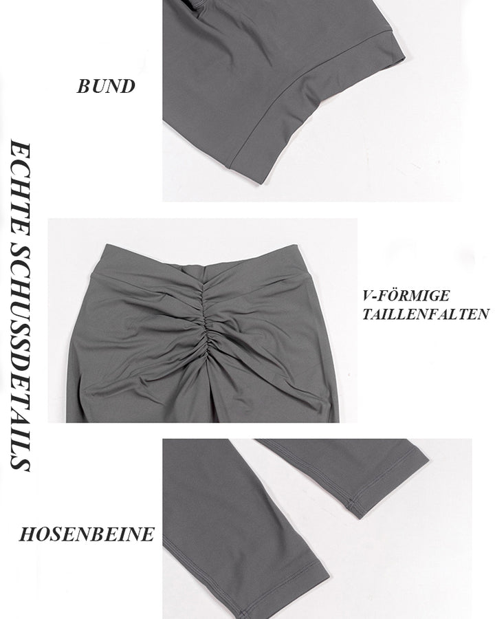 V-Rücken Scrunch Butt Lift Leggings Hohe Taille Bauchkontrolle Fitnessstudio Yogahose