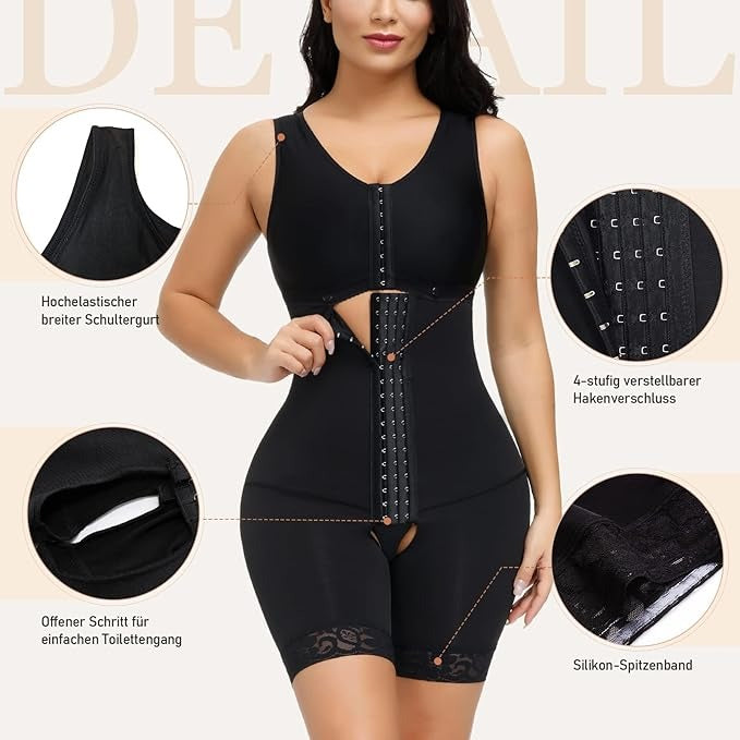 Shapshe® Schwarz Extra feste Kompressionsunterwäsche Body Shaper für Damen
