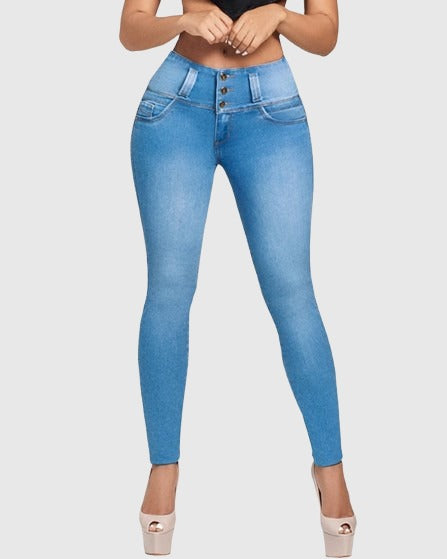 Hoch taillierte kolumbianische Po Lifting Jeans für Damen