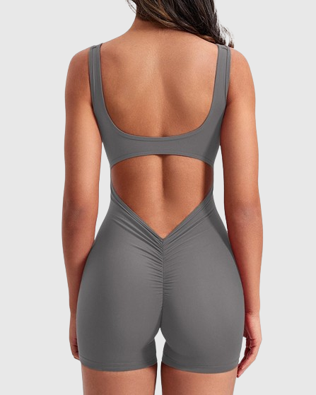 Sexy rückenfreier One Shoulder Bodysuit ohne Ärmel mit Dreiviertel-Hosen