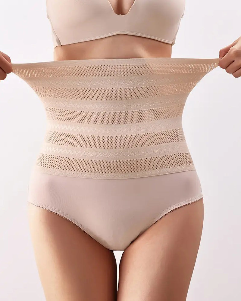 Sexy Hohle Atmungsaktive Shapewear Höschen Bauchweg Hohe Taille Spitzenrand Slip